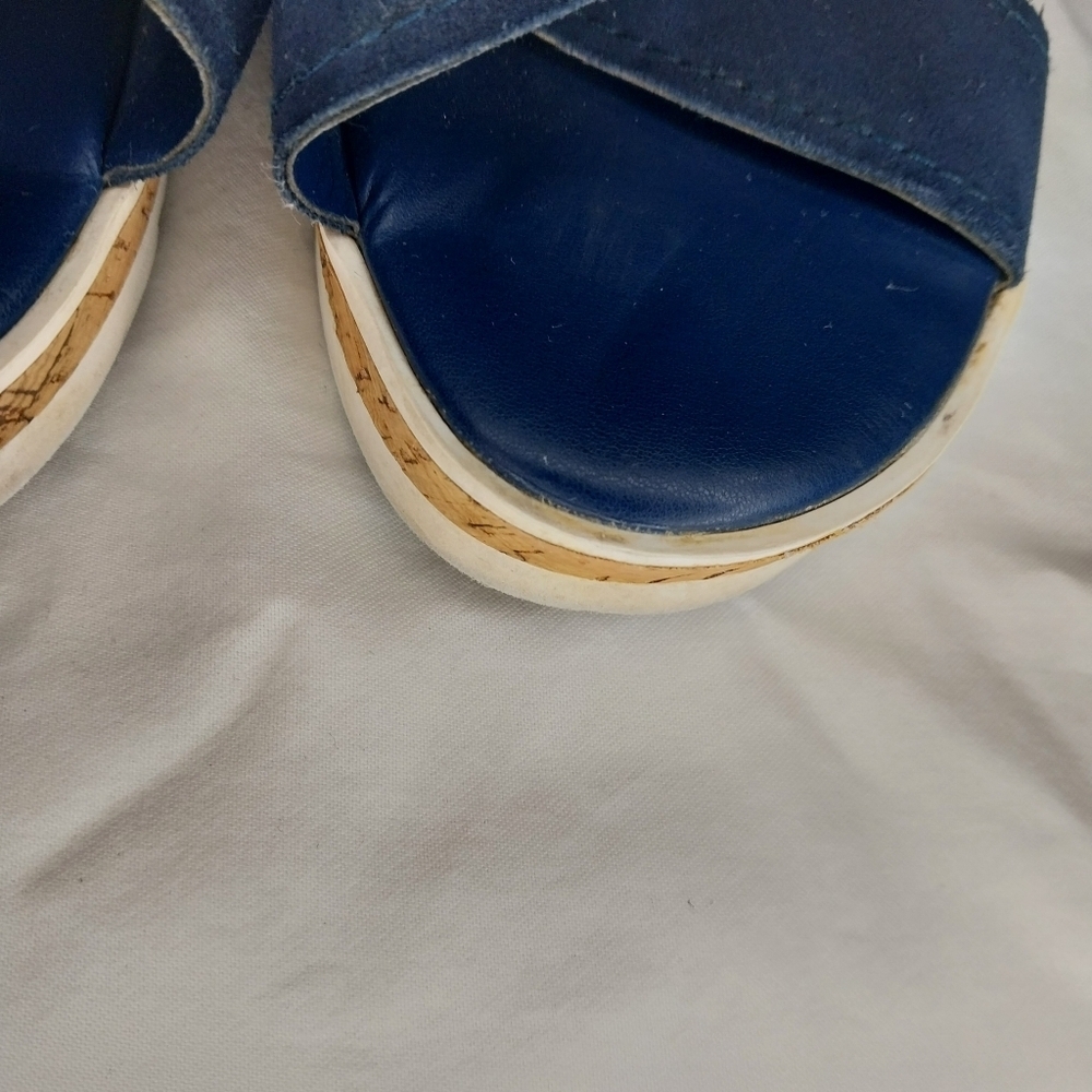 Marc Fisher Glitze Wedge Sport Lug Sole Slingback Navy Sandal Size 8 1/2 - Picture 6 of 12